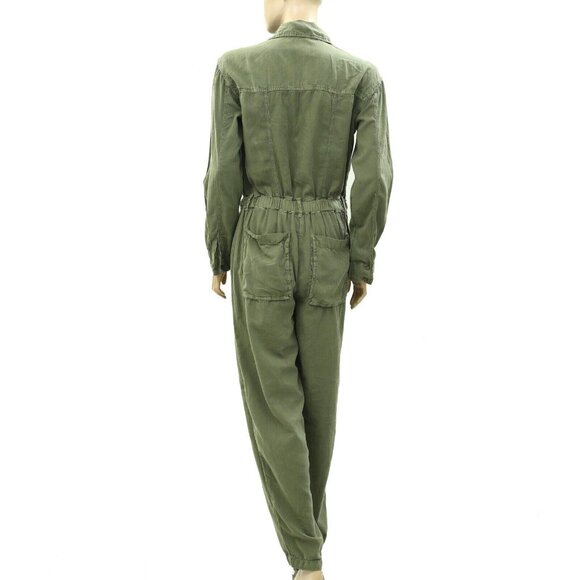Free People Quinn Coveralls Jumpsuit Dress Cargo Texture Utility Solid S 267065 - Picture 7 of 8